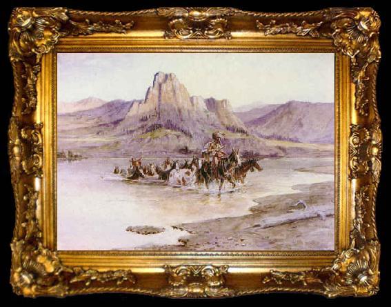 framed  Charles M Russell Return of the Horse Thieves, ta009-2